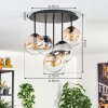 Gastor ceiling light, globe light 45 cm Amber, clear, Smoke-coloured, 5-light sources