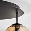Gastor ceiling light, globe light 45 cm Amber, clear, Smoke-coloured, 5-light sources