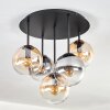 Gastor ceiling light, globe light 45 cm Amber, clear, Smoke-coloured, 5-light sources