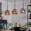Ripoll hanging light, globe light, pendant light gold, clear, coppery, Smoke-coloured, 3-light sources