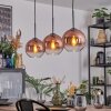Koyoto hanging light, globe light, pendant light clear, coppery, 3-light sources