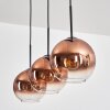 Koyoto hanging light, globe light, pendant light clear, coppery, 3-light sources