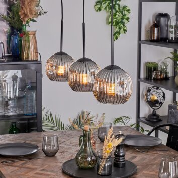 Ripoll hanging light, globe light, pendant light Smoke-coloured, 3-light sources