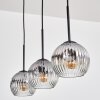 Ripoll hanging light, globe light, pendant light chrome, clear, Smoke-coloured, 3-light sources