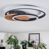 Rapoila ceiling light LED Wood like finish, black, 1-light source