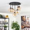 Gastor ceiling light, globe light 45 cm Amber, clear, 5-light sources