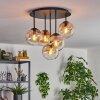 Gastor ceiling light, globe light 45 cm Amber, clear, 5-light sources