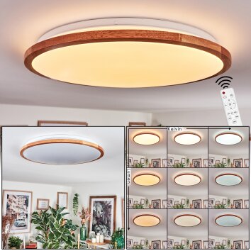 Nogueira ceiling light, Panel LED Ecru, white, 1-light source, Remote control