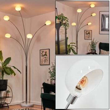Nikkala floor lamp chrome, white, 5-light sources