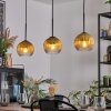 Koyoto hanging light, globe light, pendant light gold, clear, 3-light sources