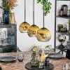 Koyoto hanging light, globe light, pendant light gold, clear, 3-light sources