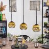 Koyoto hanging light, globe light, pendant light gold, clear, 3-light sources