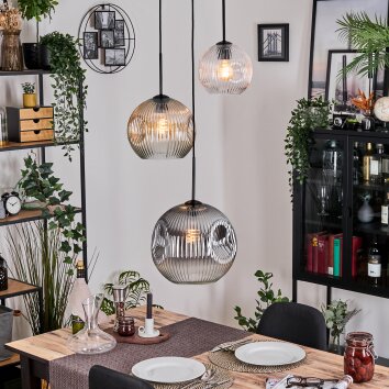 Koyoto hanging light, globe light, pendant light, Cluster pendant lamp 30 cm Amber, clear, Smoke-coloured, 3-light sources