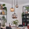 Ripoll hanging light, globe light, pendant light, Cluster pendant lamp Amber, chrome, Smoke-coloured, 3-light sources