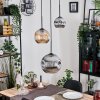Ripoll hanging light, globe light, pendant light, Cluster pendant lamp Amber, chrome, Smoke-coloured, 3-light sources