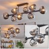 Gastor ceiling light, globe light chrome, clear, Smoke-coloured, 8-light sources