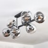 Gastor ceiling light, globe light chrome, clear, Smoke-coloured, 8-light sources