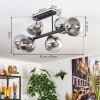 Gastor ceiling light, globe light clear, Smoke-coloured, 6-light sources