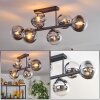 Gastor ceiling light, globe light chrome, clear, Smoke-coloured, 6-light sources