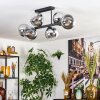 Gastor ceiling light, globe light chrome, clear, Smoke-coloured, 6-light sources