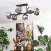 Gastor ceiling light, globe light chrome, clear, Smoke-coloured, 6-light sources