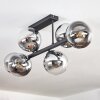 Gastor ceiling light, globe light chrome, clear, Smoke-coloured, 6-light sources