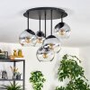 Koyoto ceiling light, globe light 45 cm clear, Smoke-coloured, 5-light sources