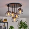 Koyoto ceiling light, globe light 45 cm clear, Smoke-coloured, 5-light sources