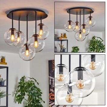 Gastor ceiling light, globe light 45 cm clear, 5-light sources