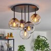 Gastor ceiling light, globe light 45 cm Amber, clear, Smoke-coloured, 5-light sources