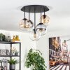 Gastor ceiling light, globe light 45 cm Amber, clear, Smoke-coloured, 5-light sources