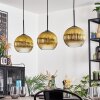 Koyoto hanging light, globe light, pendant light gold, clear, 3-light sources