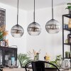 Koyoto hanging light, globe light, pendant light clear, Smoke-coloured, 3-light sources