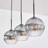 Koyoto hanging light, globe light, pendant light clear, Smoke-coloured, 3-light sources