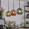 Ripoll hanging light, globe light, pendant light blue, green, coppery, 3-light sources