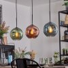Ripoll hanging light, globe light, pendant light blue, green, coppery, 3-light sources