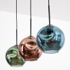 Ripoll hanging light, globe light, pendant light blue, green, coppery, 3-light sources