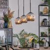 Ripoll hanging light, globe light, pendant light chrome, Smoke-coloured, 3-light sources