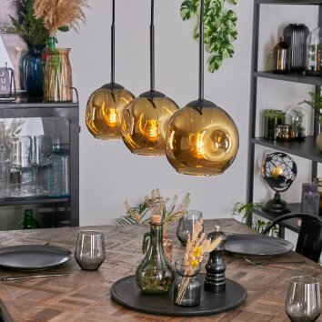 Ripoll hanging light, globe light, pendant light gold, 3-light sources