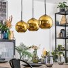 Koyoto hanging light, globe light, pendant light gold, 3-light sources