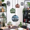 Koyoto hanging light, globe light, pendant light, Cluster pendant lamp blue, green, coppery, 3-light sources