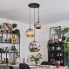 Ripoll hanging light, globe light, pendant light, Cluster pendant lamp Amber, chrome, Smoke-coloured, 3-light sources