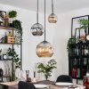 Ripoll hanging light, globe light, pendant light, Cluster pendant lamp Amber, chrome, Smoke-coloured, 3-light sources
