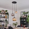 Ripoll hanging light, globe light, pendant light, Cluster pendant lamp Amber, chrome, Smoke-coloured, 3-light sources