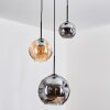 Ripoll hanging light, globe light, pendant light, Cluster pendant lamp Amber, Smoke-coloured, 3-light sources