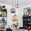 Ripoll hanging light, globe light, pendant light, Cluster pendant lamp Amber, chrome, Smoke-coloured, 3-light sources