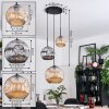 Ripoll hanging light, globe light, pendant light, Cluster pendant lamp Amber, chrome, Smoke-coloured, 3-light sources