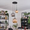 Ripoll hanging light, globe light, pendant light, Cluster pendant lamp Amber, chrome, Smoke-coloured, 3-light sources