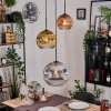 Ripoll hanging light, globe light, pendant light, Cluster pendant lamp chrome, gold, clear, coppery, Smoke-coloured, 3-light sources