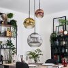 Ripoll hanging light, globe light, pendant light, Cluster pendant lamp chrome, gold, clear, coppery, Smoke-coloured, 3-light sources